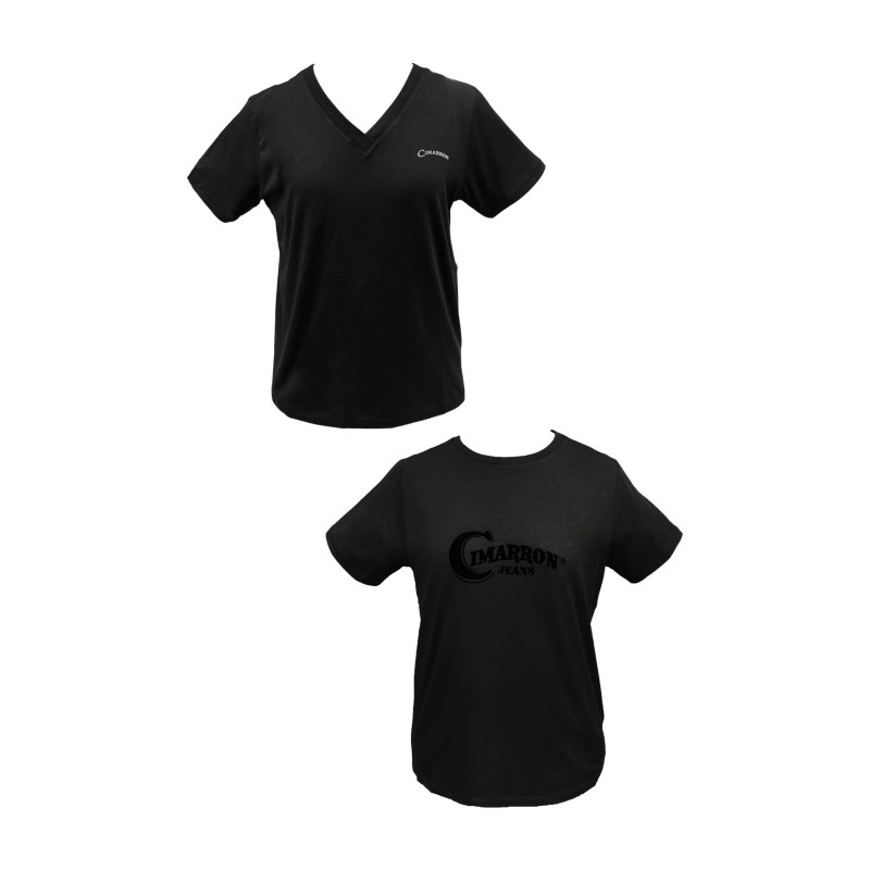 SET IN BLACK | T-shirts basiques à manches courtes avec col rond et col en V