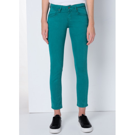 ENYA SATEN - Pantalon skinny - Taille très basse - Coupe cheville - Taille en pouces