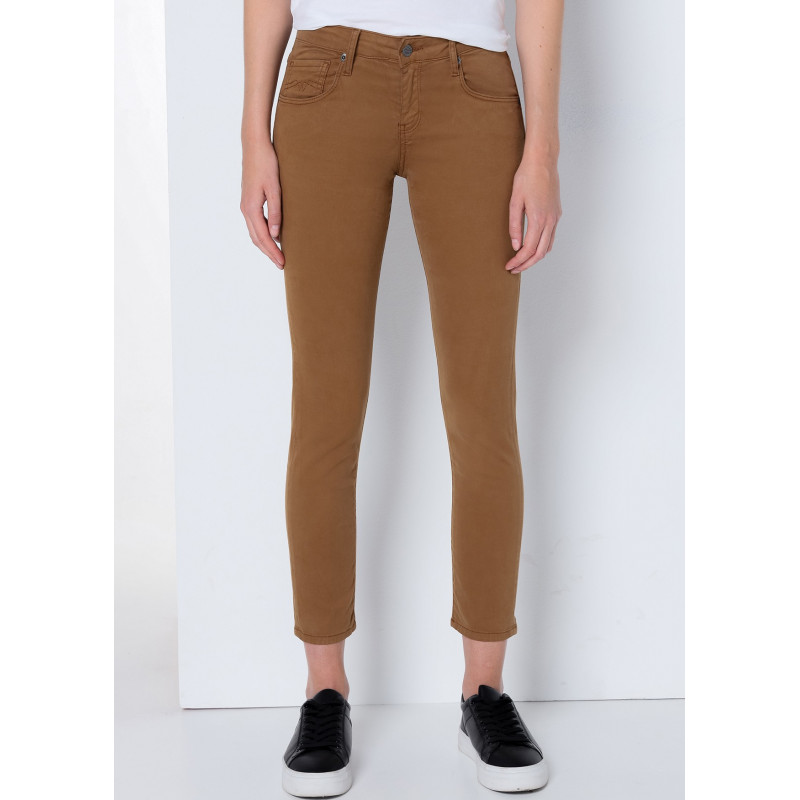 ENYA SATEN - Pantalon skinny - Taille très basse - Coupe cheville - Taille en pouces