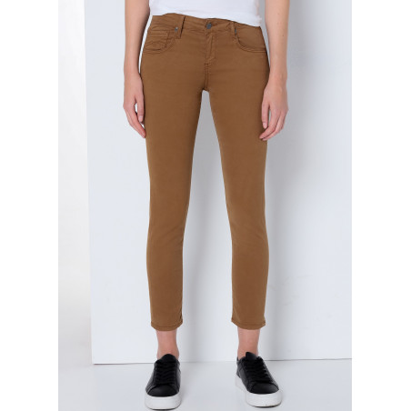 ENYA SATEN - Pantalon skinny - Taille très basse - Coupe cheville - Taille en pouces