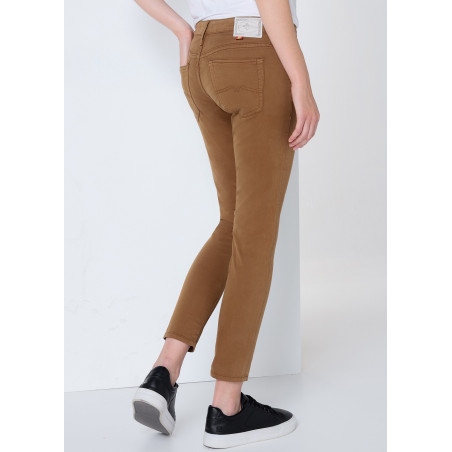 ENYA SATEN - Pantalon skinny - Taille très basse - Coupe cheville - Taille en pouces