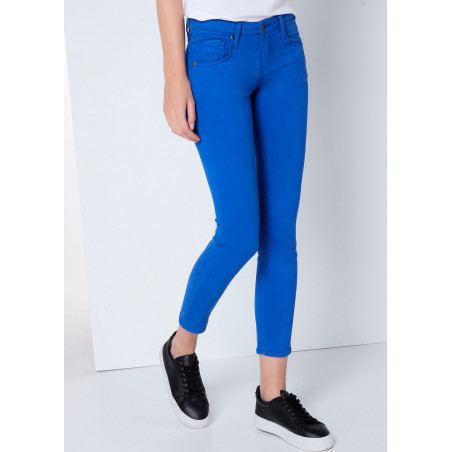 ENYA SATEN - Pantalon skinny - Taille très basse - Coupe cheville - Taille en pouces