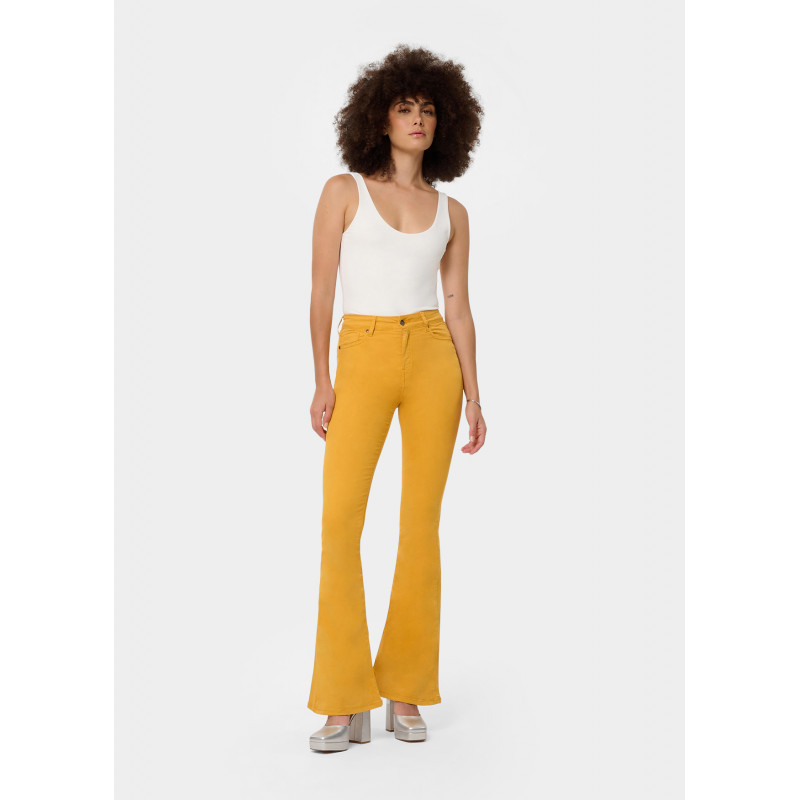 CARLA SATEN - Pantalon |Flared fit - Taille haute | Taille en pouces