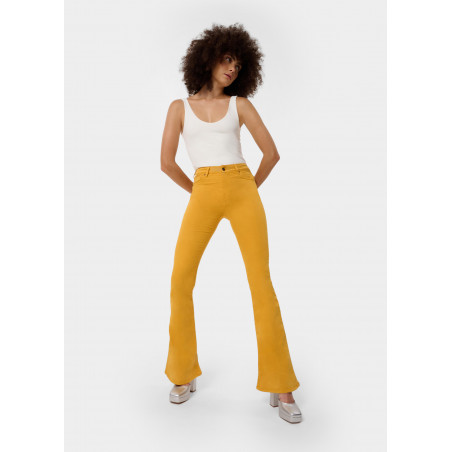 CARLA SATEN - Pantalon |Flared fit - Taille haute | Taille en pouces