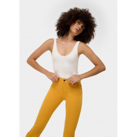 CARLA SATEN - Pantalon |Flared fit - Taille haute | Taille en pouces