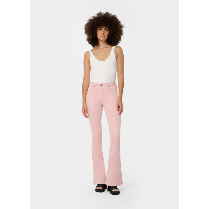 CARLA SATEN - Pantalon |Flared fit - Taille haute | Taille en pouces