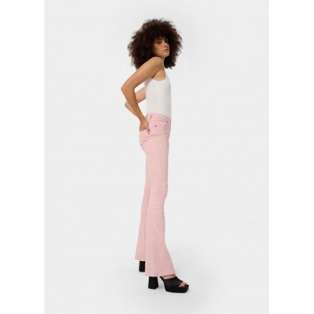 CARLA SATEN - Pantalon |Flared fit - Taille haute | Taille en pouces